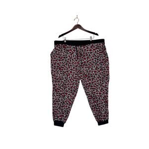 Torrid Sleep pants black/red animal print jogger pockets pull-on draw string
